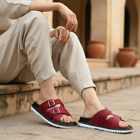 Satin Crossover Buckle Slide - Wavy 02