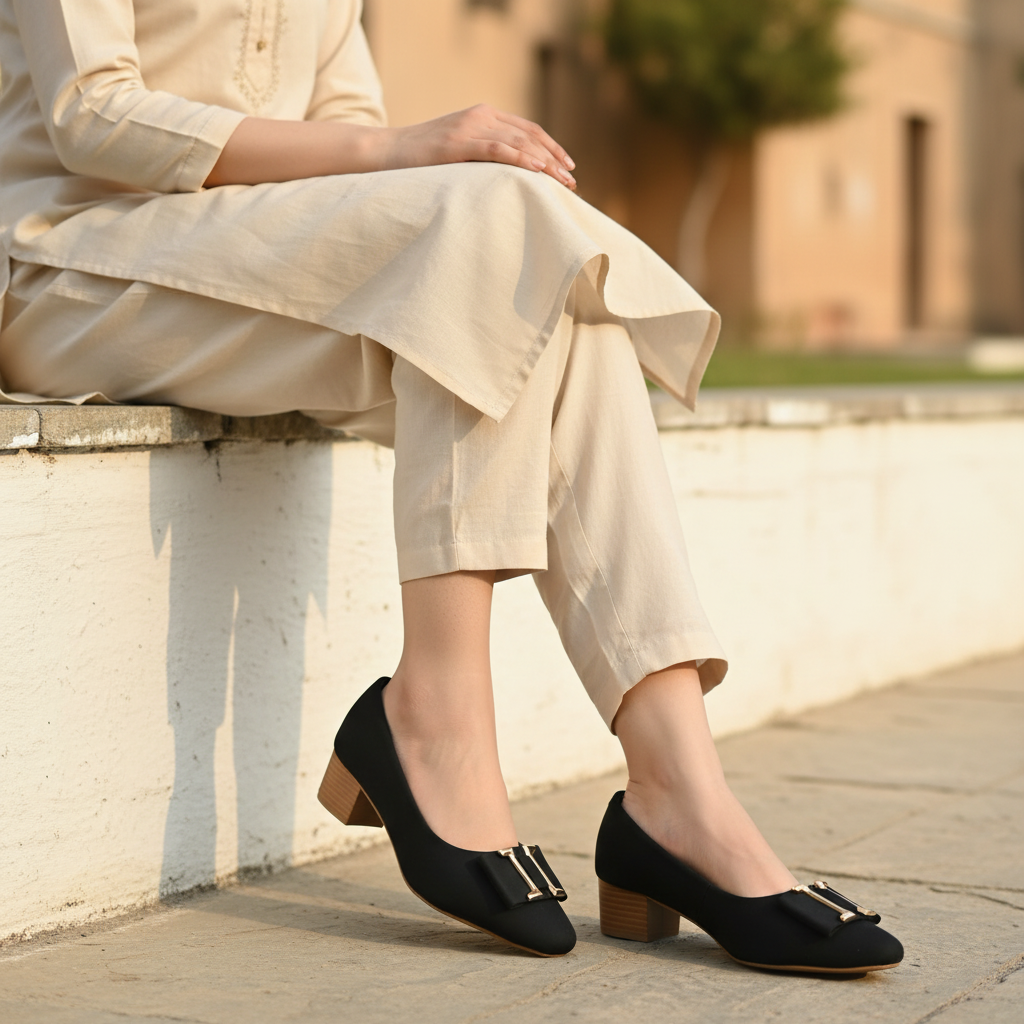 Matte Buckle Heel Black
