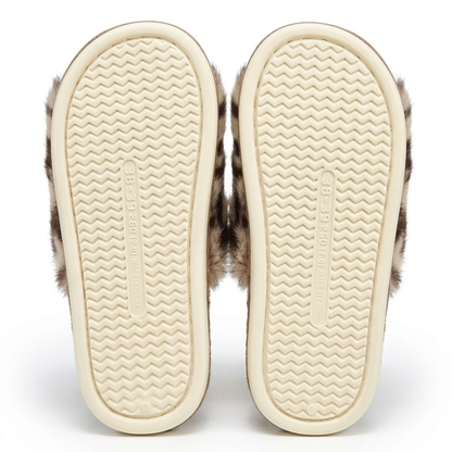 Snow Leopard Fluffy Slides