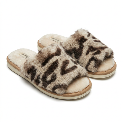 Snow Leopard Fluffy Slides