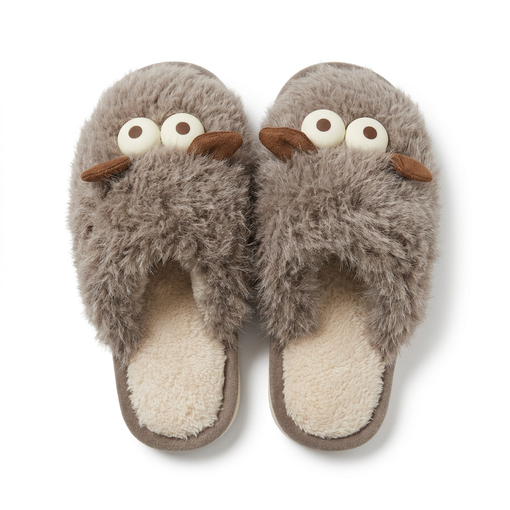 Googly Eyes Fuzzy Slippers