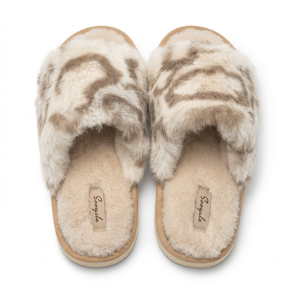 Snow Leopard Fluffy Slides