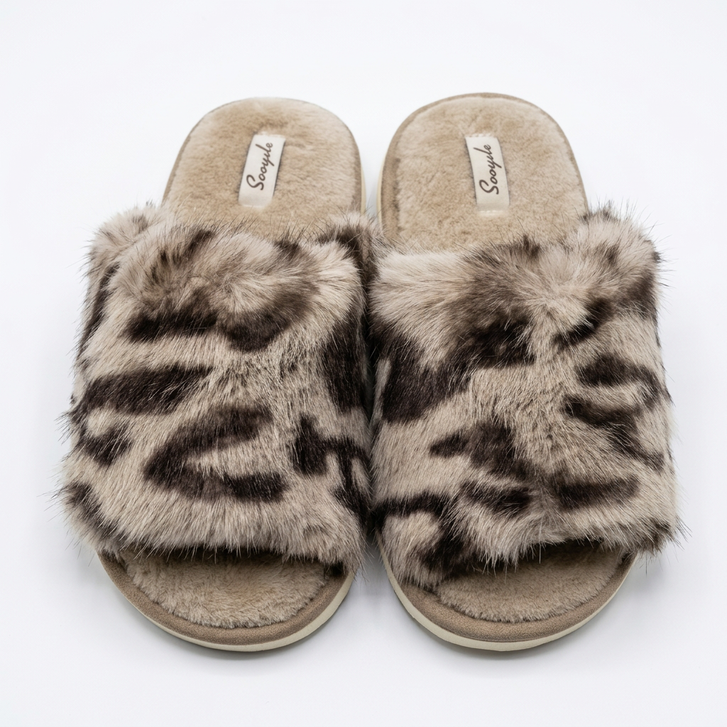 Snow Leopard Fluffy Slides