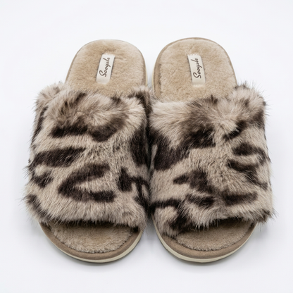 Snow Leopard Fluffy Slides
