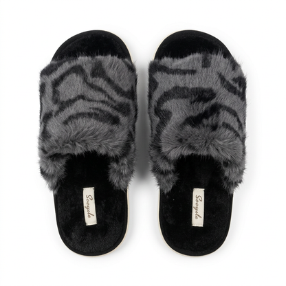 Snow Leopard Fluffy Slides