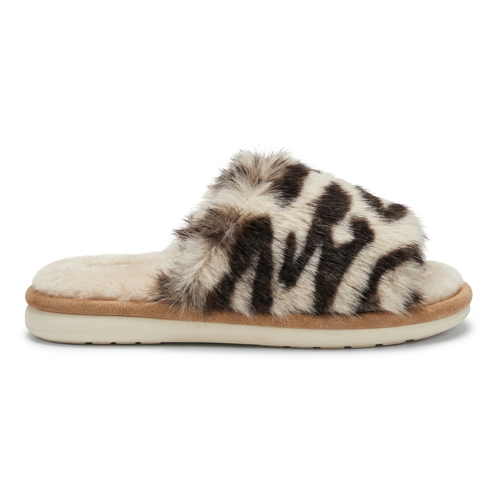 Snow Leopard Fluffy Slides