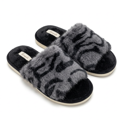 Snow Leopard Fluffy Slides