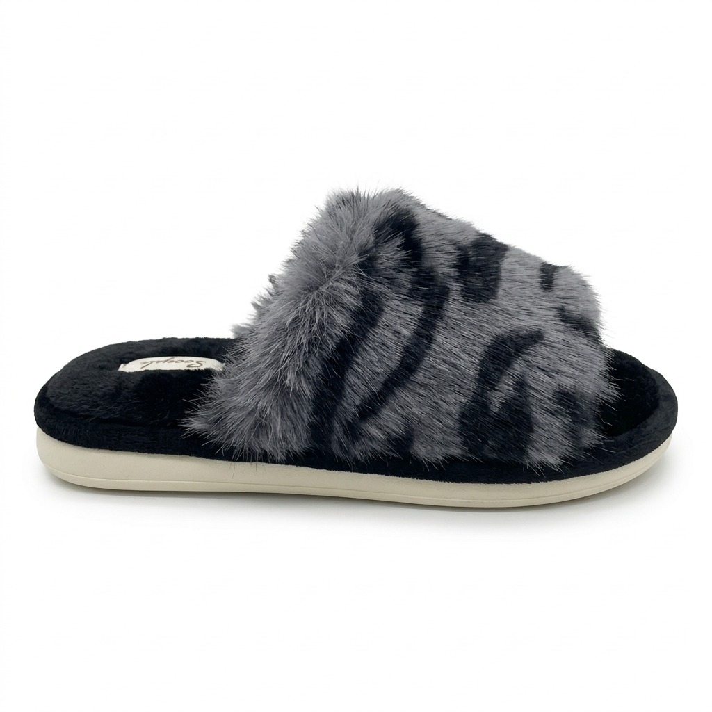 Snow Leopard Fluffy Slides