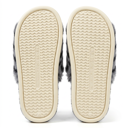 Snow Leopard Fluffy Slides