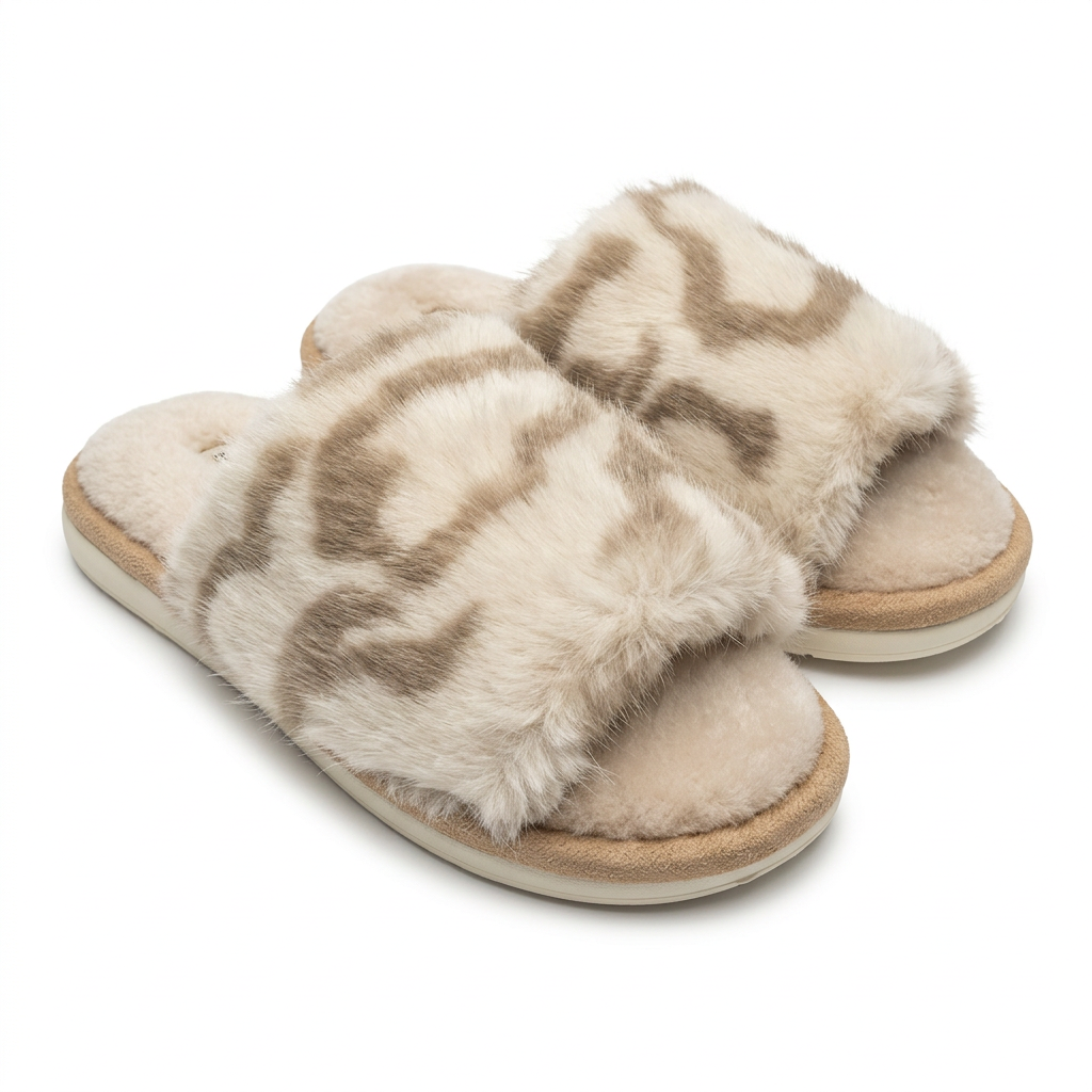 Snow Leopard Fluffy Slides