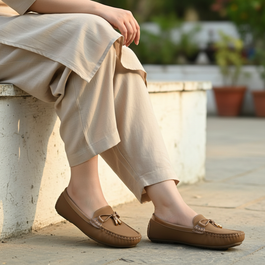 Tassel-Bow Moccasin Loafer Brown